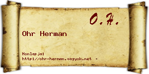 Ohr Herman névjegykártya
